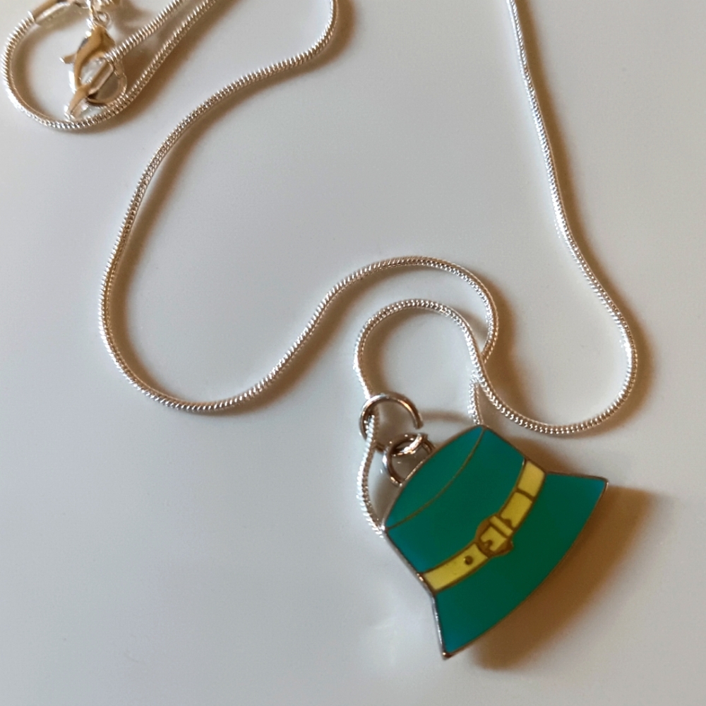 Coach teal Hat Pendant Necklace 16" chain no call outs.Super cute